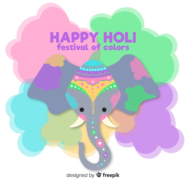 Fundo de holi fesival de elefante fofo