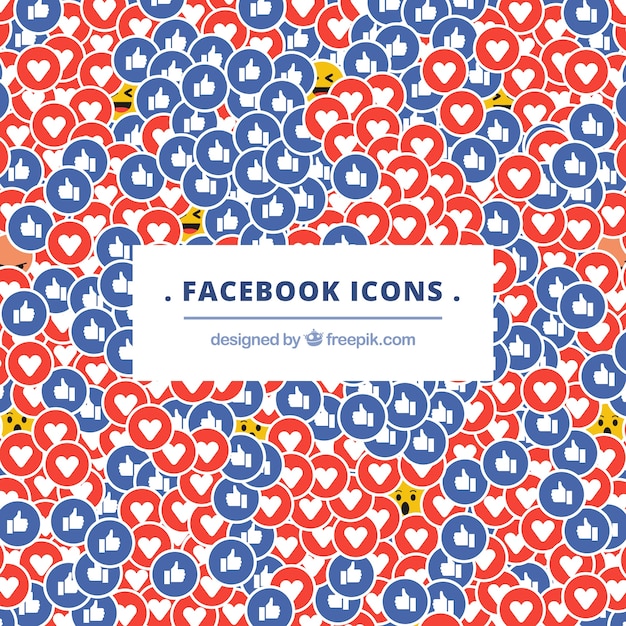 Fundo de ícones do facebook com design plano