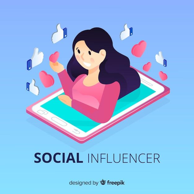 Fundo de influenciador social isométrica