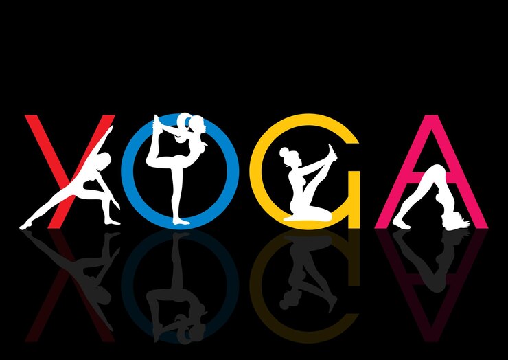 Vetor grátis fundo de ioga com fêmeas em várias poses de ioga