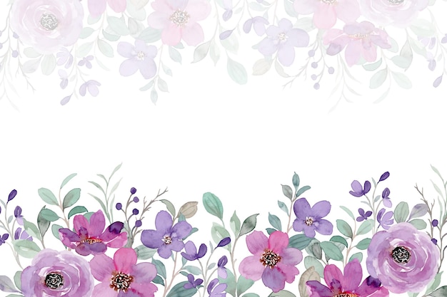 Mural de parede Jardim Roxo - flores e círculos em fundo com desenhos  pintados aquarela - Flores - Murais de parede