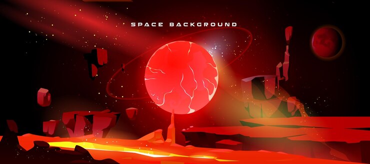 Vetor grátis fundo de jogo espacial com planeta alienígena vermelho
