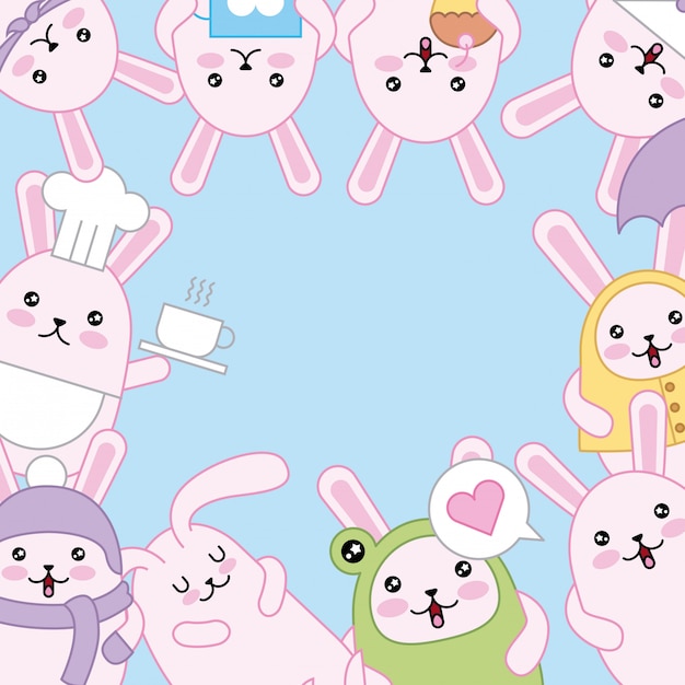 Fundo de kawaii de dia de páscoa