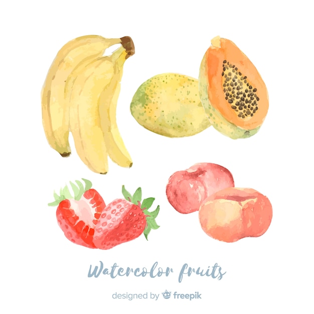 Vetor grátis fundo de legumes e frutas em aquarela