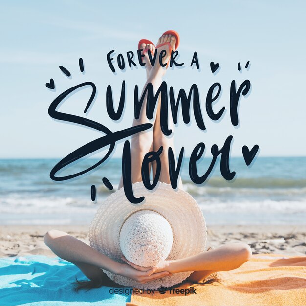 Fundo de letras de verão com foto