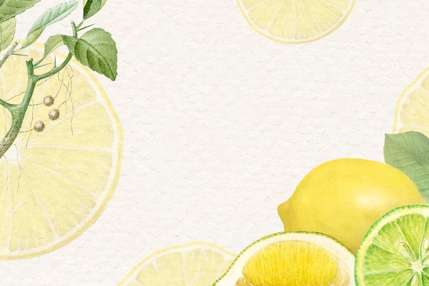 Fundo de limão fresco natural desenhado à mão