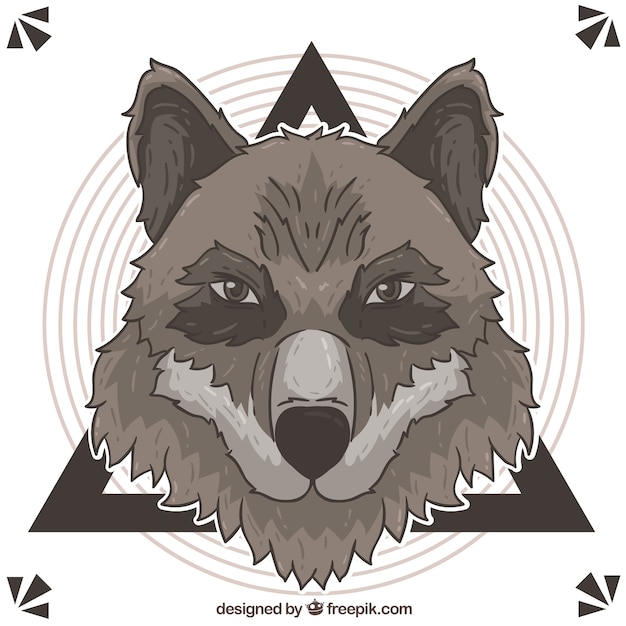 Vetor grátis fundo de lobo selvagem com formas geométricas