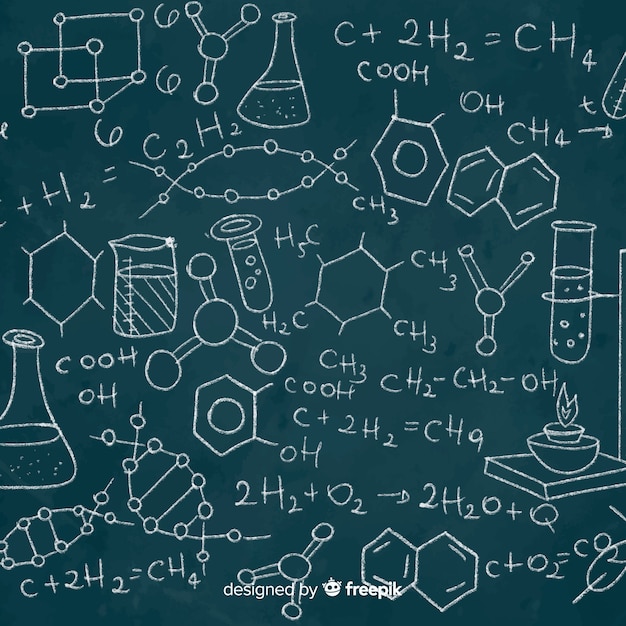 Vetor grátis fundo de lousa com informações de química