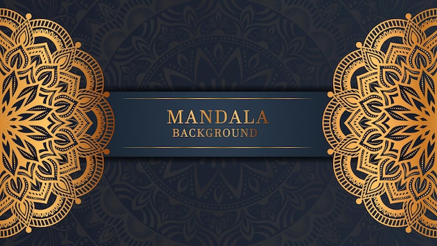 Fundo de luxo royal golden mandala com bordas para convite e cartão de casamento