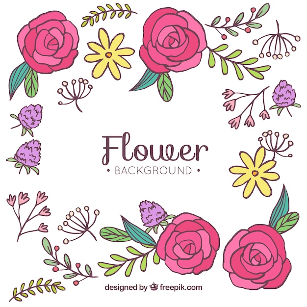 Fundo de mão desenhada com lindas flores