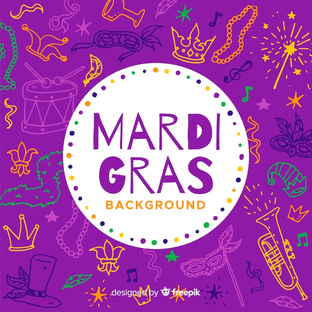 Fundo de mão desenhada mardi gras