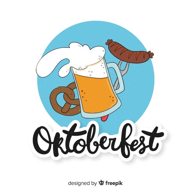 Vetor grátis fundo de mão mais oktoberfest desenhado