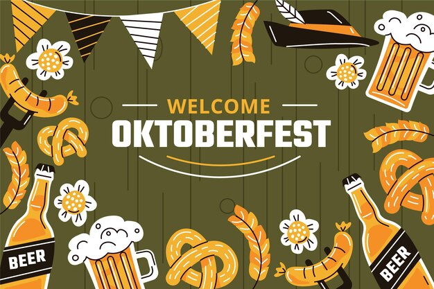 Fundo de mão mais oktoberfest desenhado