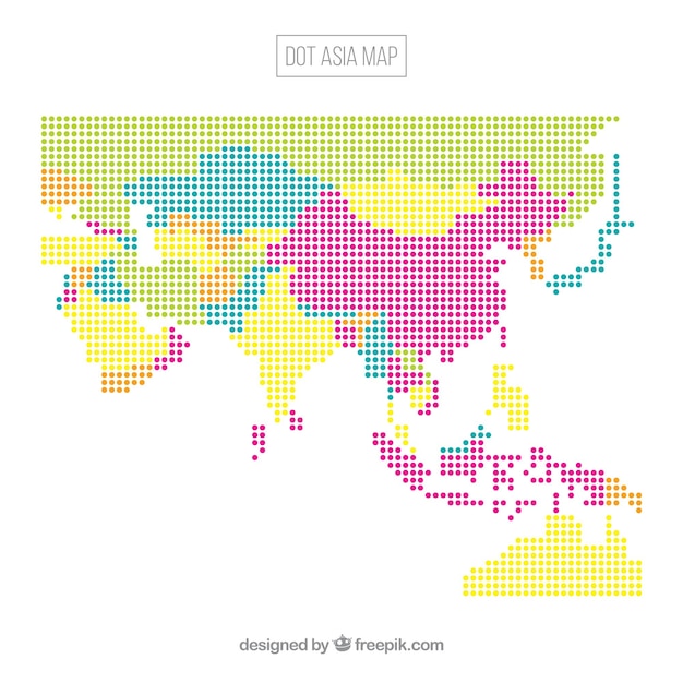 Vetor grátis fundo de mapa da ásia com pontos