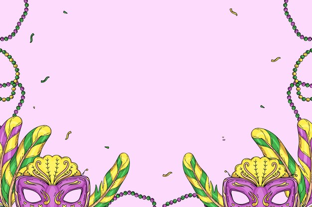 Fundo de mardi gras desenhado à mão