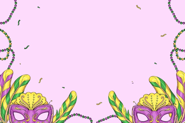 Fundo de mardi gras desenhado à mão