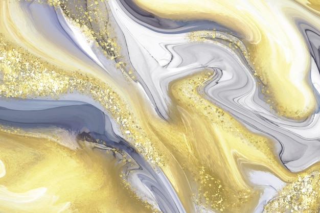 Fundo de mármore líquido realista com ouro