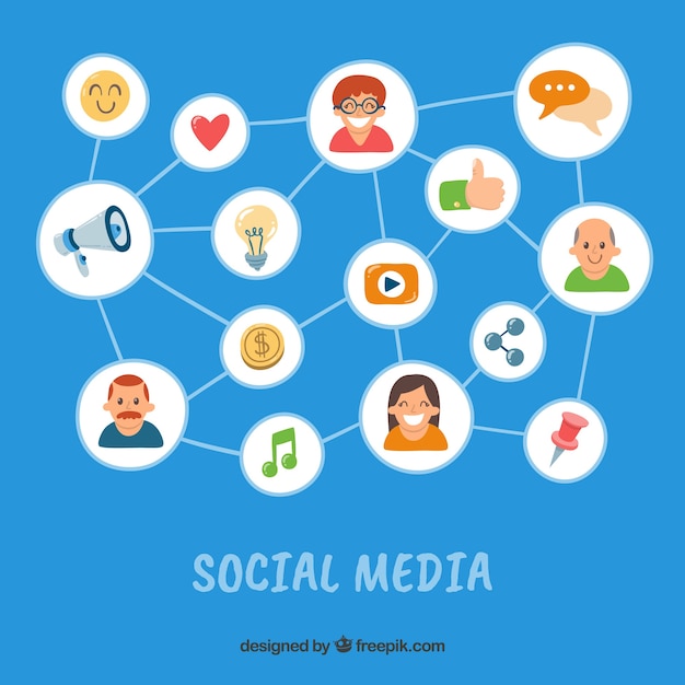 Fundo de mídia social com elementos de mão desenhada