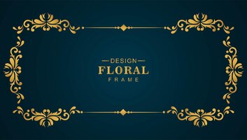 Fundo de moldura floral de luxo dourado ornamental
