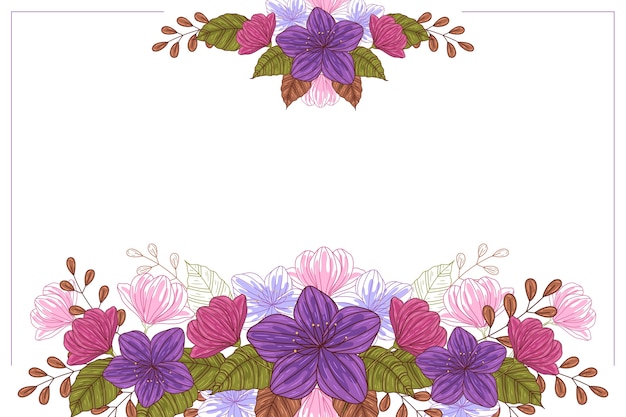 Fundo de moldura floral desenhado à mão