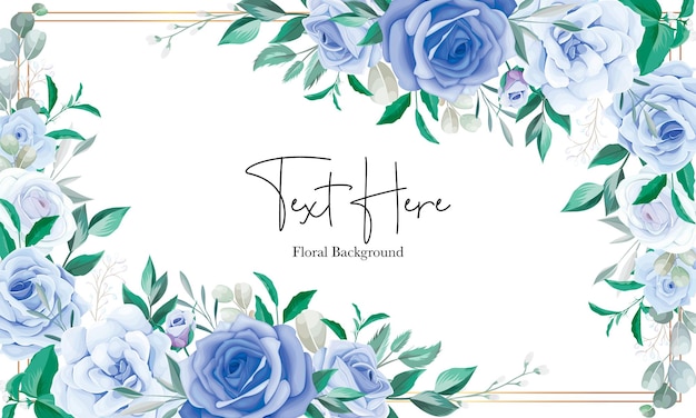 Fundo de moldura floral elegante com enfeite de flor azul