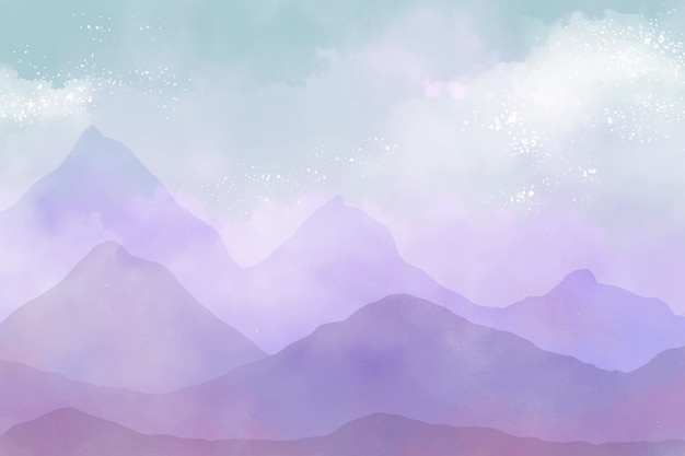 Fundo de montanhas em aquarela