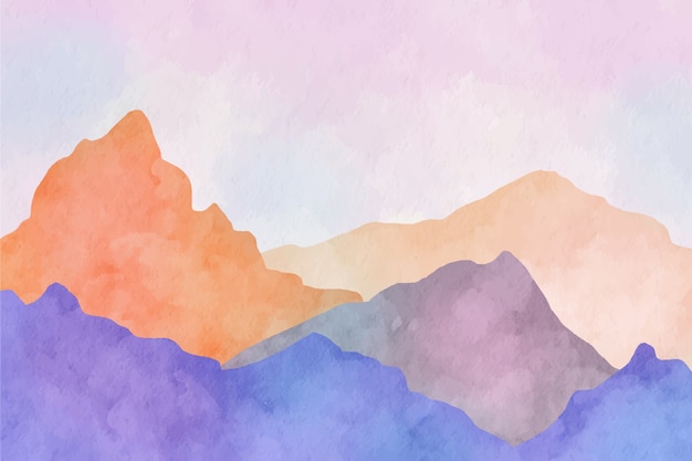 Fundo de montanhas em aquarela