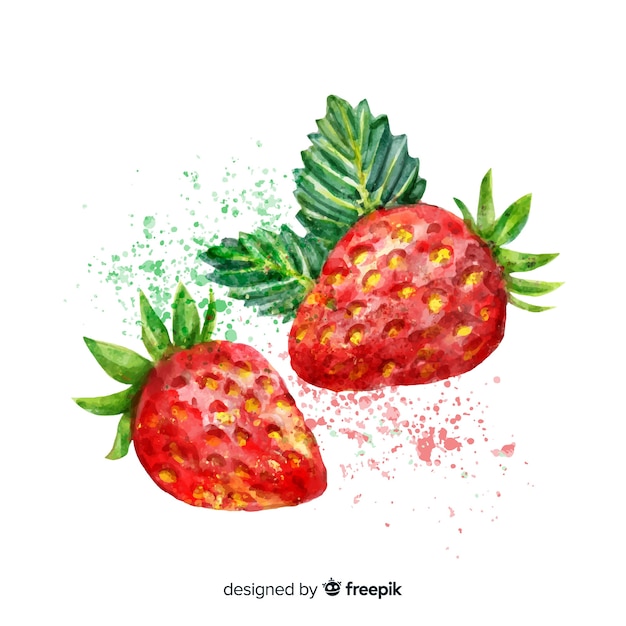 Fundo de morango em aquarela