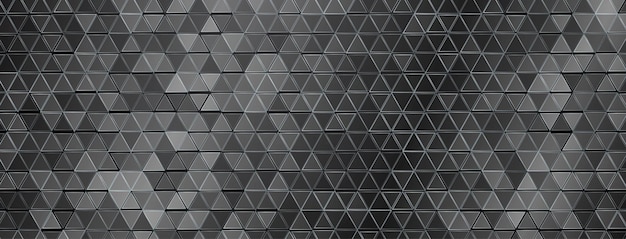 Fundo de mosaico abstrato de ladrilhos triangulares espelhados brilhantes nas cores cinza e preto Vetor Premium
