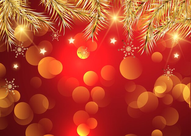 Fundo de Natal com desenho de galhos de pinheiro dourado