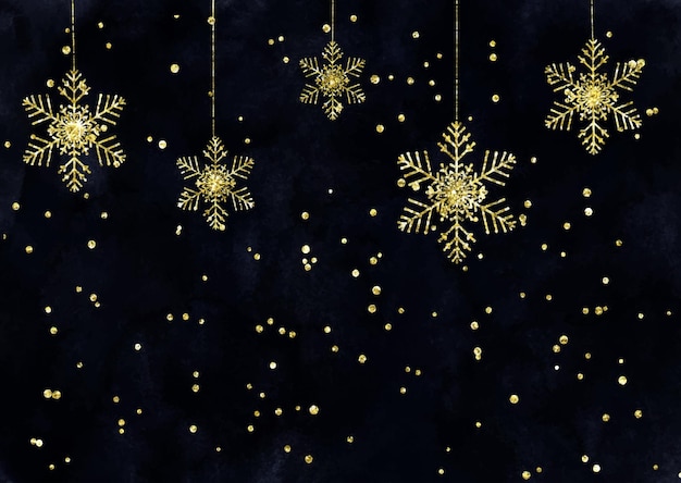 Vetor grátis fundo de natal com flocos de neve dourados brilhantes