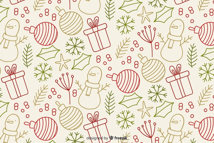 Vetor grátis fundo de natal desenhado à mão