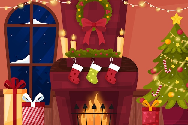 Fundo de Natal em design plano