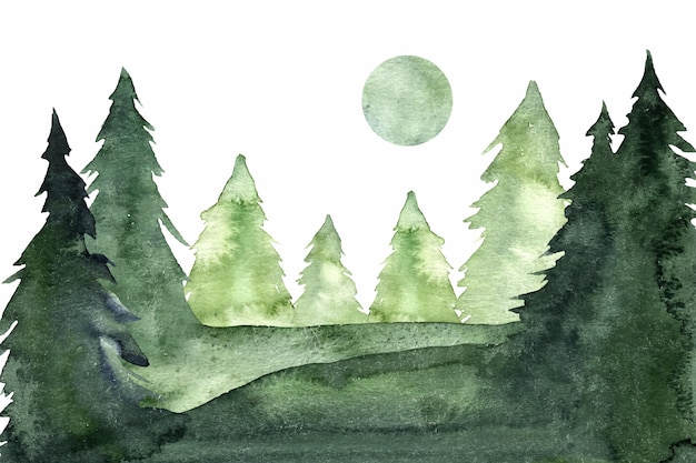 Fundo de natureza aquarela pintado à mão