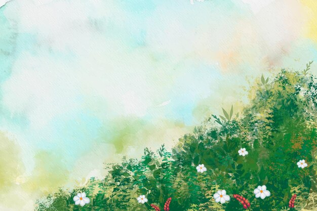 Fundo de natureza aquarela pintado à mão