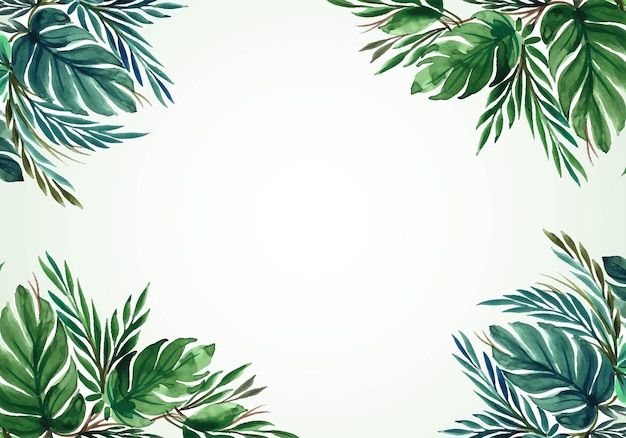 Fundo de natureza de bando de folha de aquarela tropical