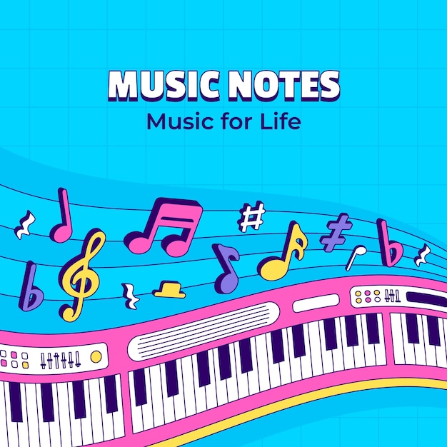 Vetor grátis fundo de notas musicais desenhadas à mão