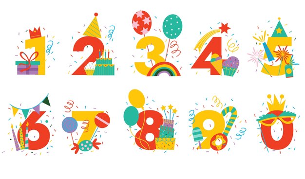 Fundo de números de aniversário desenhados à mão