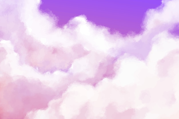 Fundo de nuvens de algodão aquarela