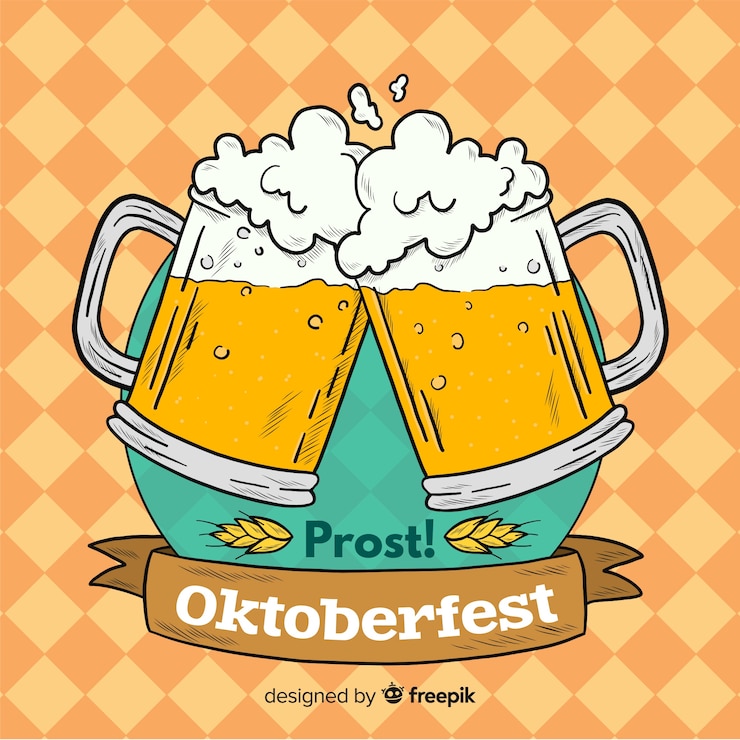 Vetor grátis fundo de oktoberfest com frascos de cerveja