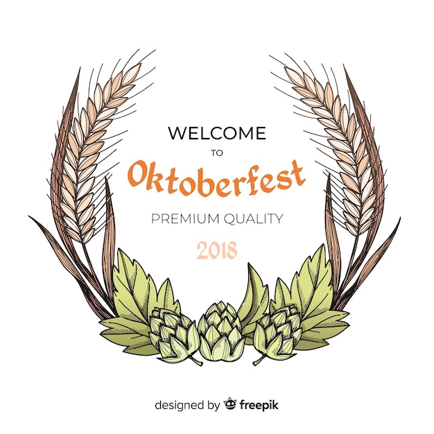 Fundo de oktoberfest com ingredientes de mão desenhada