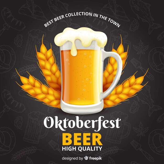 Fundo de oktoberfest desenhado mão realista