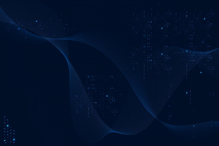 Vetor grátis fundo de ondas futuristas azuis com tecnologia de código de computador