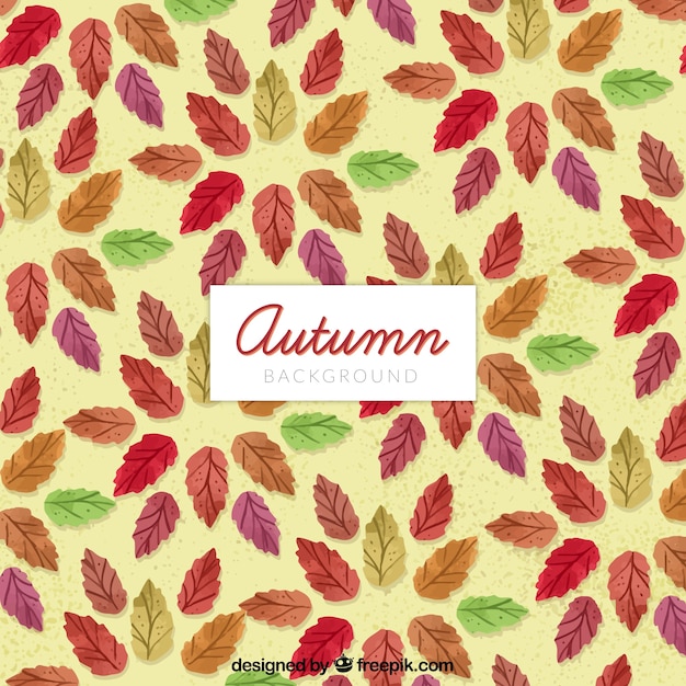 Fundo de outono de aquarela com padrão de folhas