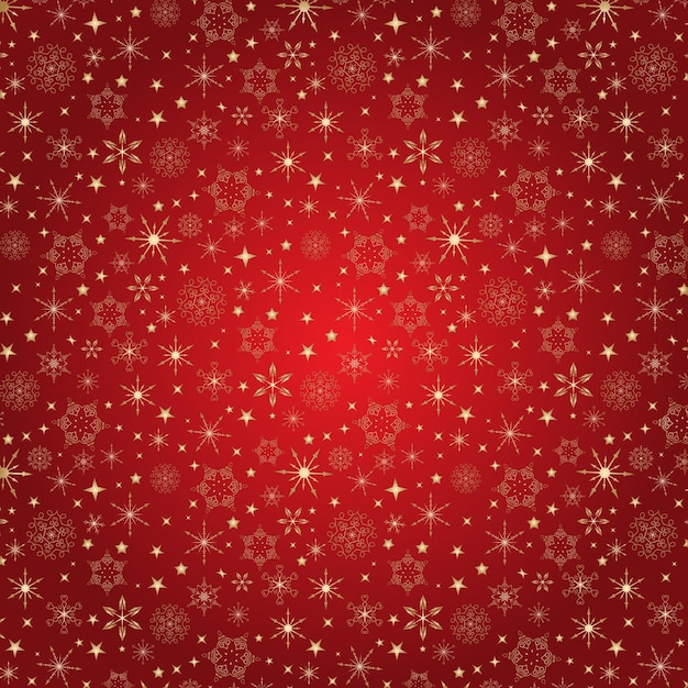 Fundo de padrão de floco de neve de natal vermelho e dourado