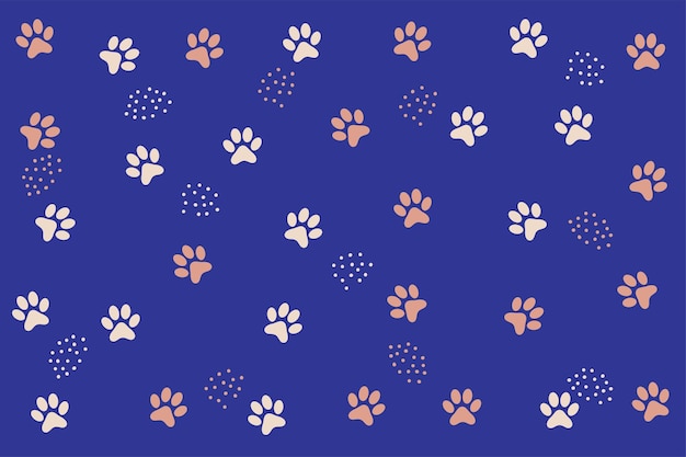 Fundo de padrão de impressão de pata de cachorrinho e gatinho para vetor de design com tema animal