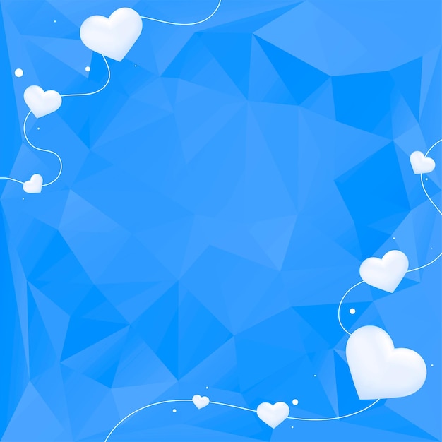 Vetor grátis fundo de padrão de prisma azul de borda de corda de coração vetorial