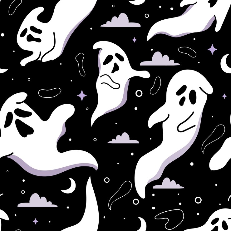 Fundo de padrão fantasma desenhado à mão