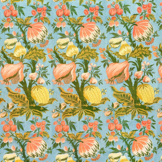 Fundo de padrão floral azul vintage