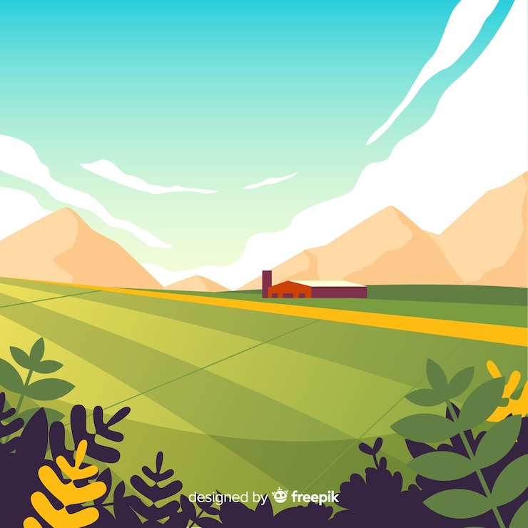 Vetor grátis fundo de paisagem de fazenda design plano